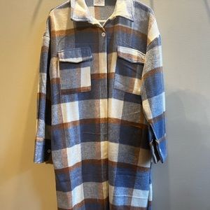 Women’s casual flannel plaid button down jacket